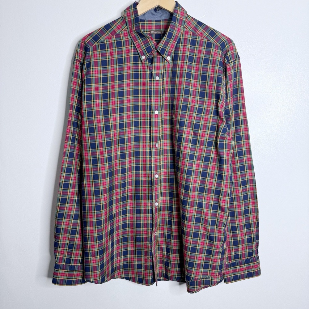 J. McLaughlin Men's XL Plaid Long Sleeve Button Down Shirt Red/Green/Blue/Yellow